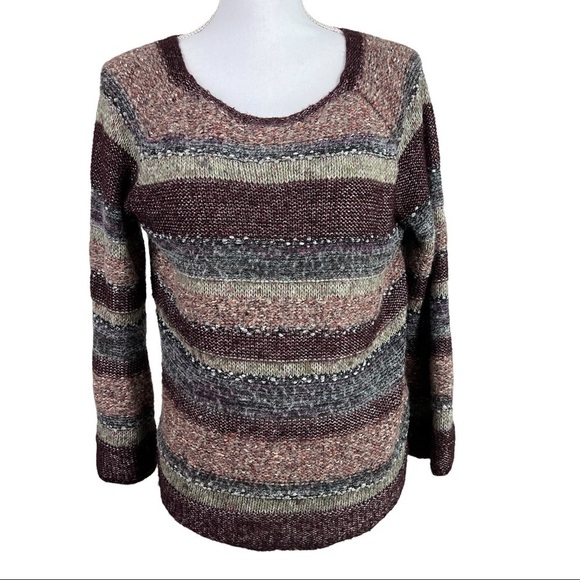 Chico's Sweater long sleeve cozy multi color striped wool blend Size Chico 1 - Picture 1 of 7